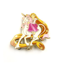 Factory Custom High quality Cartoon Unicorn Badge Glitter Pearl Hard Enamel Pin